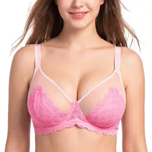 HSIA Mermaid Scales Sexy Lace Plus Size Unlined Underwire Non-padded Full Coverage Minimizer Bra with Back Smoothing for Women Large Bust