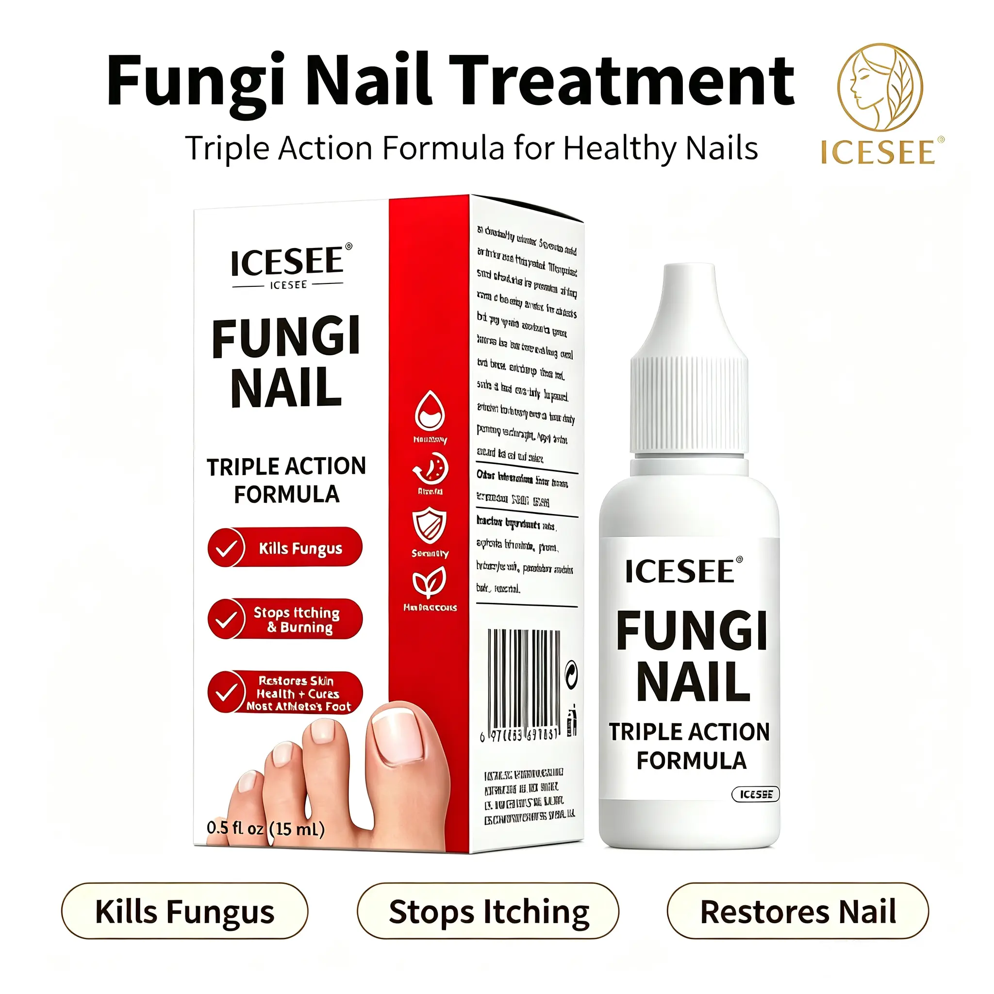 ICESEE Antifungal Nail Repair Solution, Triple Action Formula for Damaged Toenails, Manicure Therapy