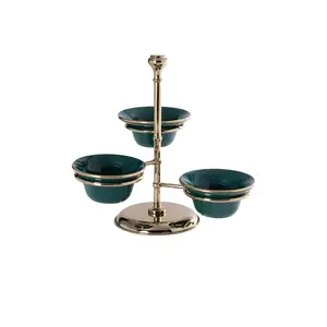 The Favorites Monte Napoleone 3-tier Condiment Bowl Set in Polished Gold & Green