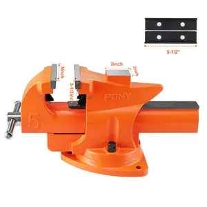 #JumpstartSale PONY Heavy Duty Bench Vise, 5-inch Jaw Width 7-inch Jaw Opening, 360-Degree Swivel Base with Anvil, Utility Combination Pipe Home Vise for Woodworking, One-Pair Vise Jaw Pad Included