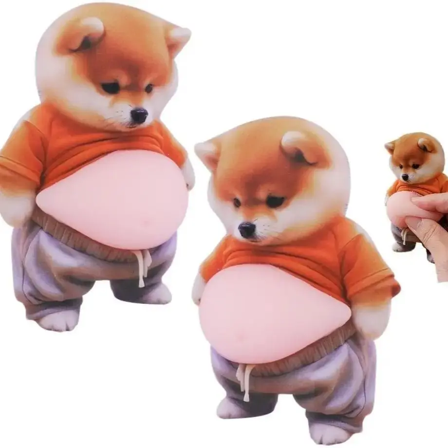6PCS Animal 3D Dog & Cat Belly Mochi Squishy Stickers - Silicone Compact Sensory Stress Relief Fidget Toys, Item for Girls, Birthday Party Favors, Home Decor Car Door Wall Buffers, Classroom Gifts