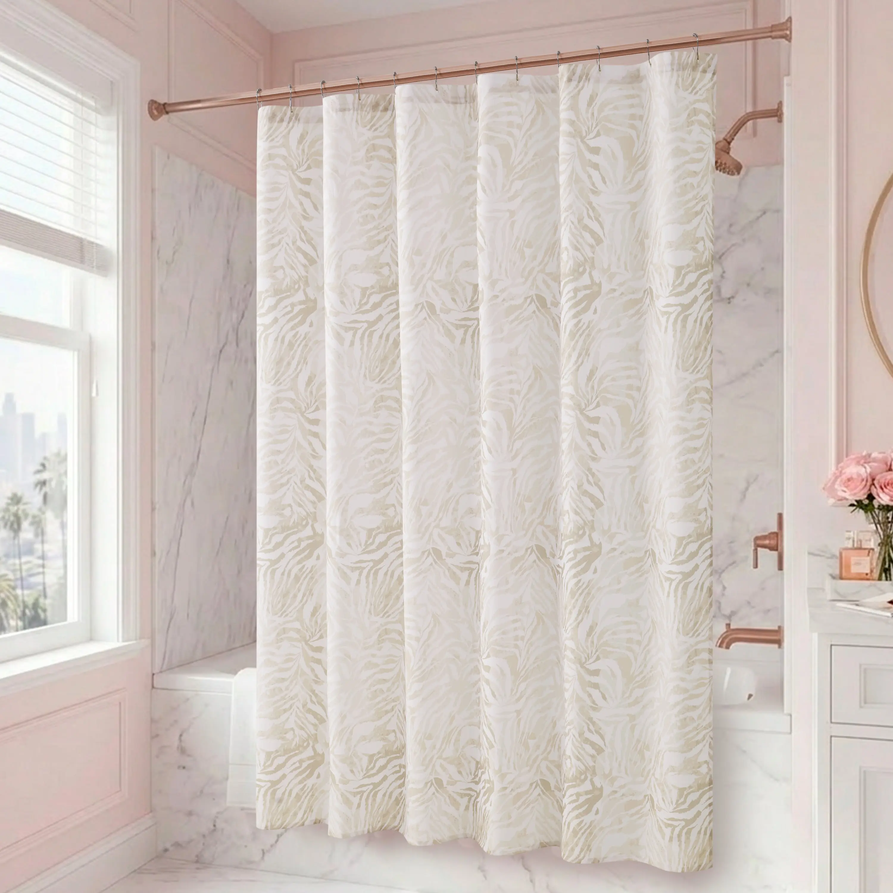 Shower Curtain with PEVA Liner and Hooks 14-Piece Set