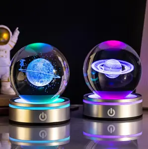 3D Crystal Ball Galaxy with LED Lamp Base, Space Decor Night Light Snow Globe Unique Astronomy Universe Gifts for Adults Kidss Teacher Boy&Girlfriend on Birthday Anniversary