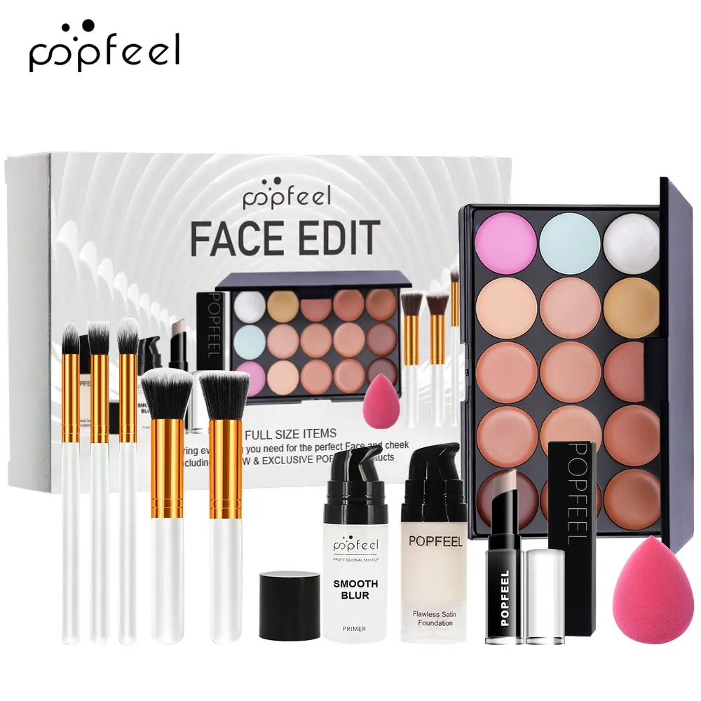 Popfeel Multi-Function Professional Face Contouring Makeup Set, Flawless Foundation Primer, Contour Palette, Brushes, Perfect Gift for Beginners, Beauty Sets, Makeup Gift Sets, Cosmetic Gift Set