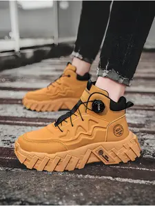 Men's Fashion Hiking Shoes High-Top Outdoor Anti-Slip Wear-Resistant Boots, Lightweight Hiking Boots, durable outdoor hiking, Mechanic Style Toggle Buckle Design, Fall Winter New Arrival