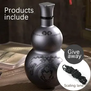 Insulated Water Bottle 17 oz, Black Myth Wukong Gourd Beverage Container, Hot & Cold for Hours, Stainless Steel Thermo, Gourd Bottle Wukong Cosplay Props, Drinking Gourd for Decorating