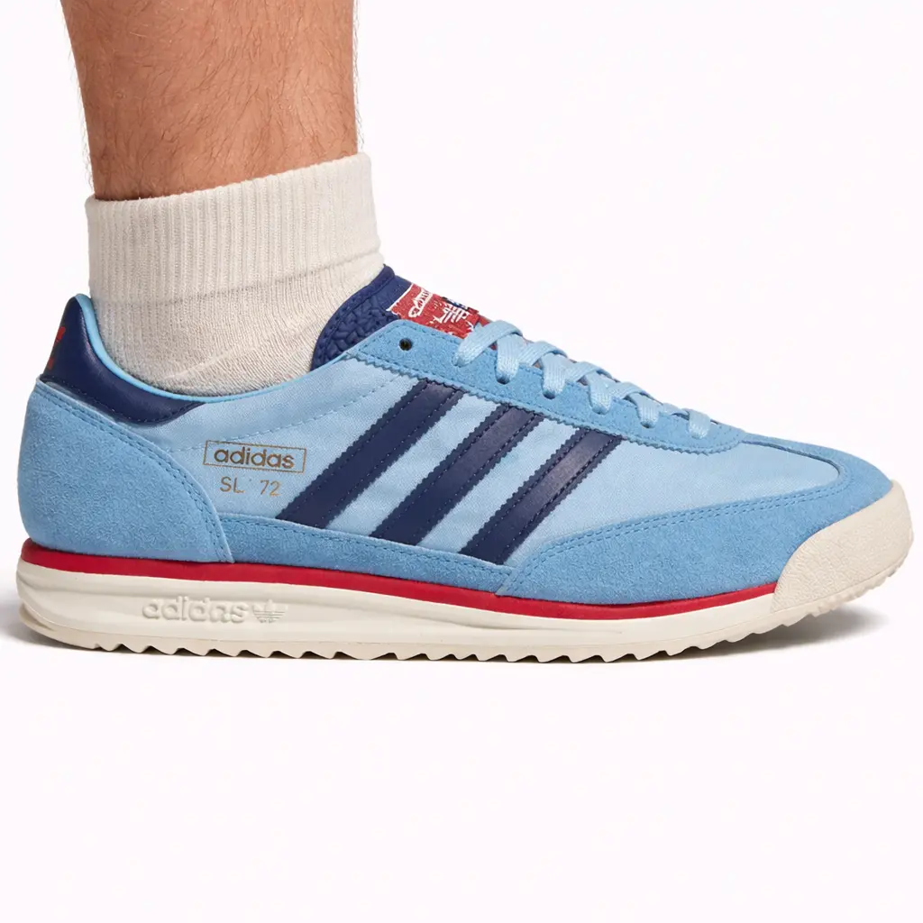 Men's Retro SL 72 RS Streetwear Sneakers - Suede & Nylon Classic Sports Shoes, Blue/Scarlet, IG4649 (No Box)