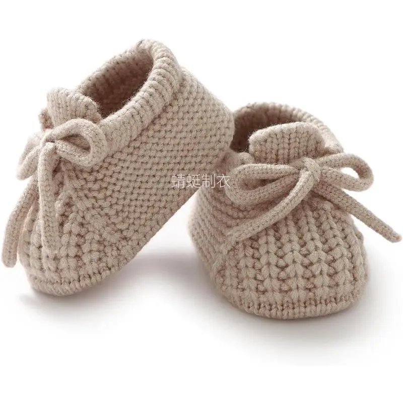 Kids' Cozy Warm Knitted Fabric Baby Booties - Soft Soled Infant Crib Shoes, Solid Colors First Shoes for 0-3 Months Newborn Boy Girl, Newborn First Shoes
