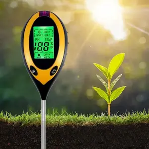 Electronic Digital Display Soil Tester, Temperature Humidity Ph Sunlight Intensity 4-In-1, Garden Farm Outdoor Plant Growth Soil Detector