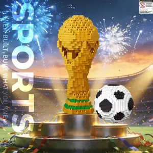 735pcs Football Building Block Set, Fifa World Cup Fan Model Toy, 500pcs Trophy Model, Kids Educational Small Part Assembly Gift, Model Kit