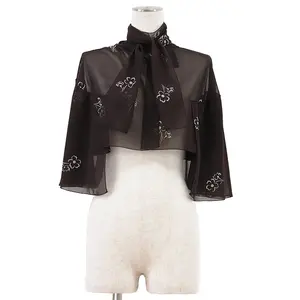 Pre-owned PRADA Polyester Small Leather Goods Sheer Floral Chiffon Cape