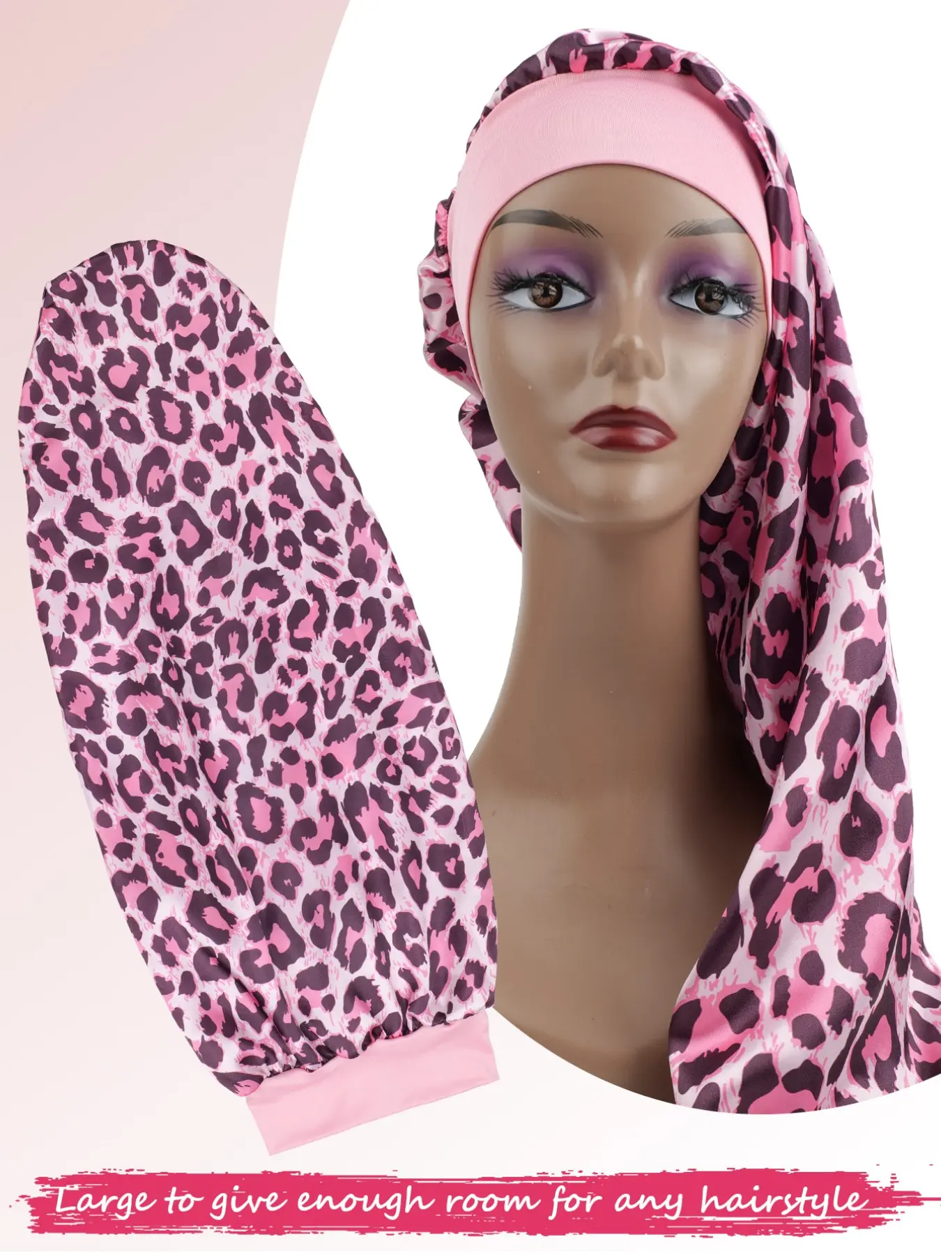 Women's Sleep Cap, Elastic Lightweight Smooth Material, Long Satin Sleep Hat with Stretch Band, Ideal for Braids, Pull-Back Hairstyles, Curly Hair