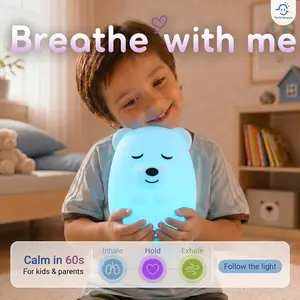 BREATHING PAL Plus Size – Guided Breathing Light, Anxiety Relief Mindfulness Tool for Kids & Adults, 4-7-8 & 5-5 Breathing Modes, Calm Corner Sleep Aid, Sensory Relaxation, Larger Size, Sleep Timer, Anxiety Relief Gadgets, Table Lamp