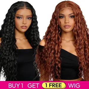 [Blend] Buy 1 Get 1 Free Blended Human Hair Lace Front Wig | 180% Density, Transparent Lace, #1B & #350 Ocean Wave Wigs #SummerVibes