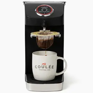 Coulée SWIRL Single Serve Coffee Maker, Electric Kitchen Appliances, Use with Cups or Mugs, Includes 20 EcoPour All Paper Coffee Filters, Home Essentials, Automated Pour Over, Black, Variety Pack
