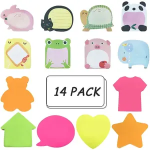 Sticky Notes, Self-Stick Removable Shaped Sticky Notes - 14 Pads - 100 Sheets 6 Pad Shaped Notes -20 Sheets 8 Pad  Notes(14 Pack)