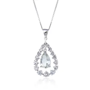 Green Amethyst Teardrop Pendant Necklace