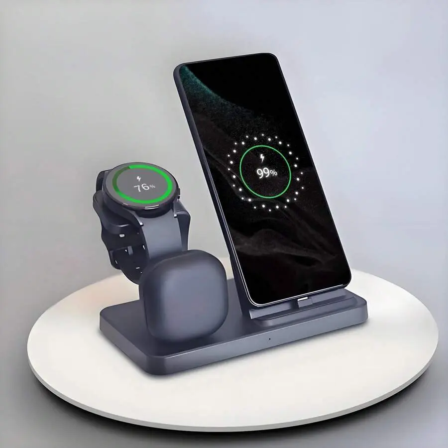 Charging Station for Samsung Devices, 3 in 1 USB C Charging Stand for Samsung Galaxy S25/S24/S23/S22/S21/Note20/10/Z Flip/Fold 6/5/4 Galaxy Buds Wireless Charger Dock for Samsung Galaxy Watch Ultra/8/7/6/5/5 Pro/4/3/Active 2/1 summerwins
