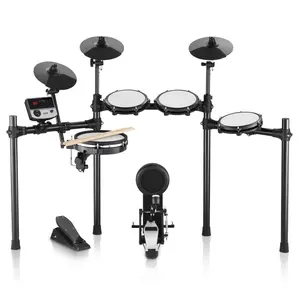 VEVOR Electric Drum Set, 32 Drum Kits 480 Sounds Electronic Drum Kit, USB MIDI Supported 10 in Quiet Mesh Snare Electric Drum Set with 10 in Cymbals Drum Sticks Pedals, for Beginners Adults