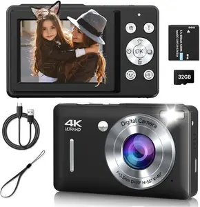 Digital Camera, 44MP Compact Camera, FHD 1080P Point and Shoot Digital Cameras with 16X Zoom,  Detect, Smile Capture, Anti Shake, for Boys Girls Teens Gifts(Black)