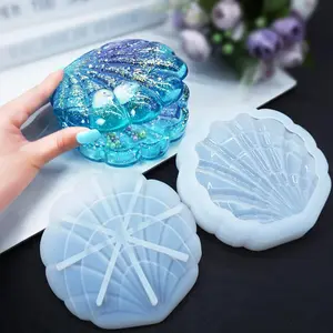 Shell Shaped Storage Box Silicone Mold with Lid, 1 Count DIY Candle Wax Melt & Soap Making Molds, Jewelry Container Casting Mould, Home Decor