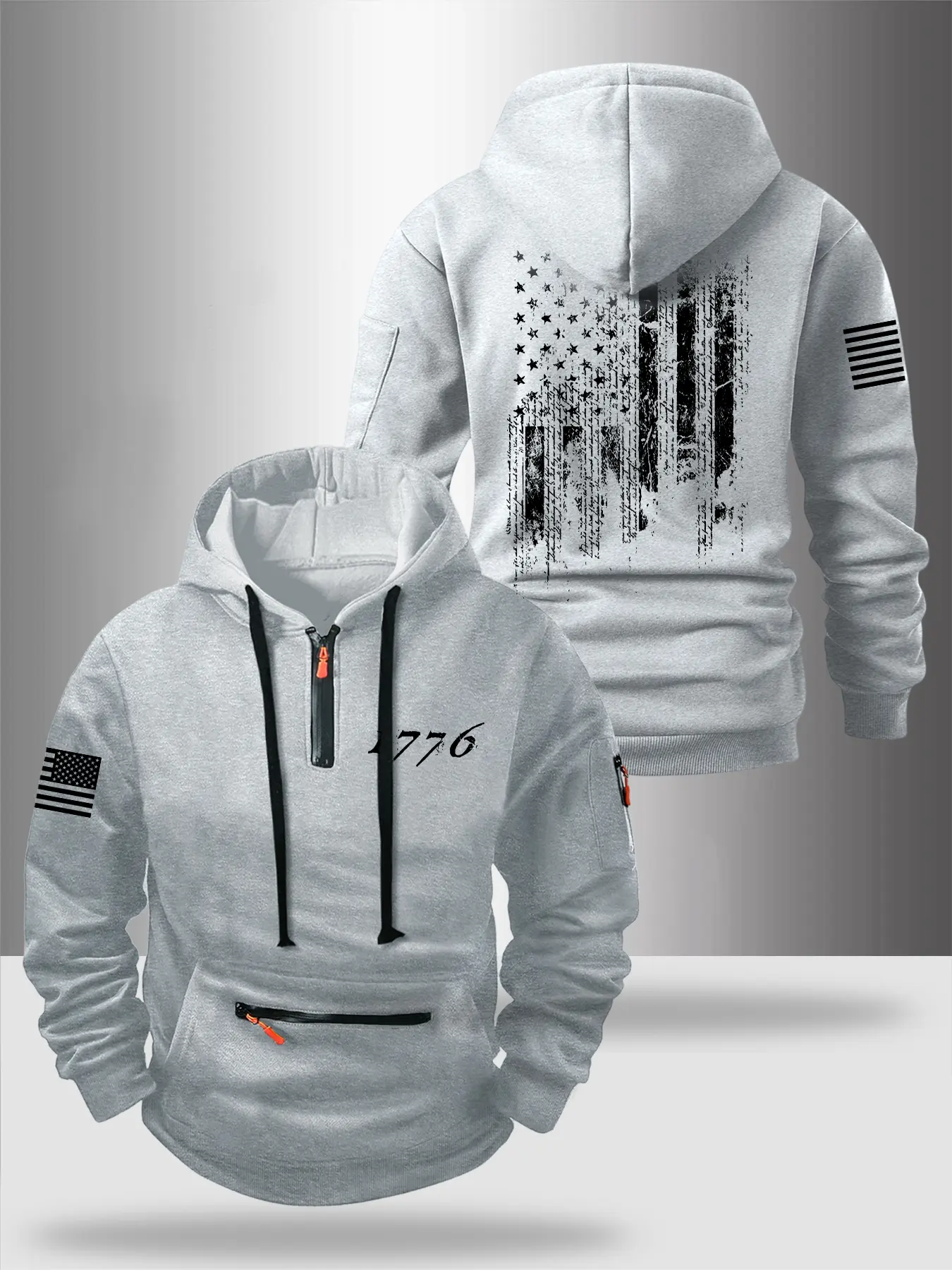 Casual Loose-Fit Pocket Thick Zip-Up Hoodie, Comfortable Outdoor Wear for Men & Women