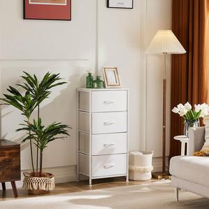[Deal]  4 Storage Drawer Dresser for Bedroom, Fabric Storage Organizer Unit Chest of Drawers with Wooden Top for Closet, Nursery, Laundry, Living Room