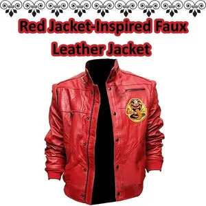 Johnny Lawrence Red Jacket-Inspired Faux Leather Jacket for Men – Classic 80s Costume & Moto Outerwear