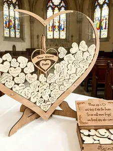 Wooden Heart Guest Drop Box, Wedding Gift Idea, Anniversary Souvenir, Sweet Treat Container, Elegant Message Box for Guests