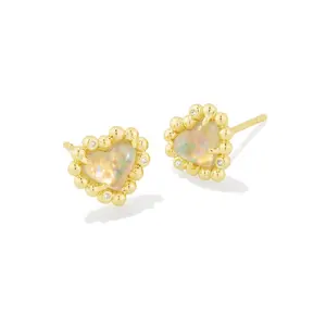 Kendra Scott Anna Framed Stud Earrings - White/Gold