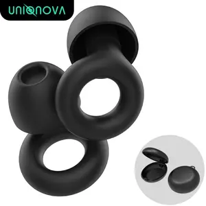 UNIQNOVA Super Soft Ear Plugs Reusable Silicon for Noise Reduction 27dB with 8 Ear Tips in XS/S/M/L Sizes Comfortable for Day & Night Use Earplugs Ear Protection