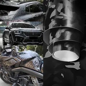 Stealth Pattern Car Vinyl Wrap Roll, Bubble Free Car Motorcycle Wrap Stickers Decal, Anti Fouling Anti-wrinkle Styling Wrap Film
