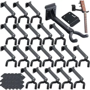 20 count Guitar Hanger Wall Mount Guitar Hangers Hooks Holders with Slat Adapter 180? Adjustable Black Hook Stand Wall Mount for Acoustic Electric Bass