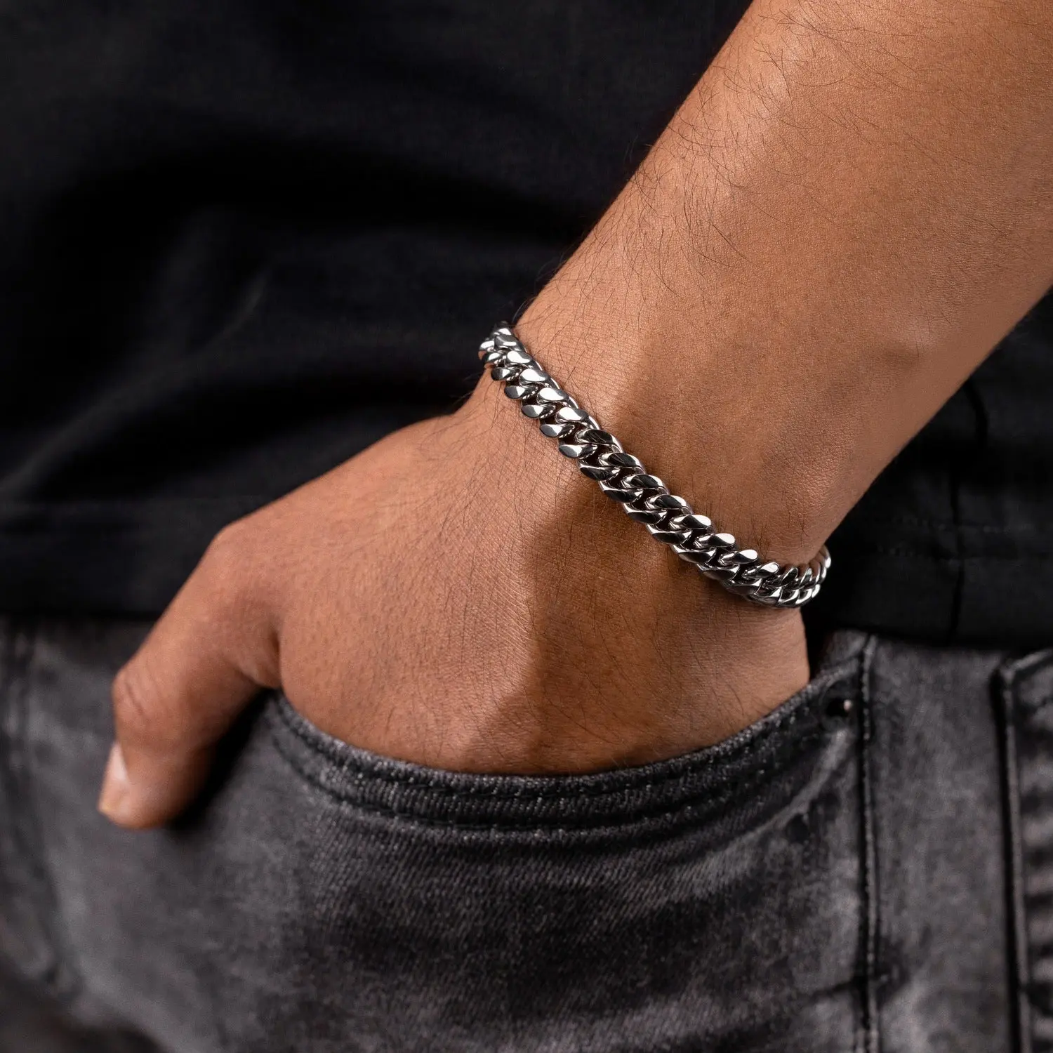 GLD Miami Cuban Link Bracelet in White Gold 8mm | Classic Links & Bold GLD Clasp - 18k White Gold Plated - Lifetime Repair Guarantee - Perfect Gift #tiktokshopsummersale