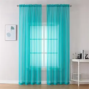 2 panel Turquoise Lightweight Sheer Curtains for Bedroom Room W42 X L84 inches