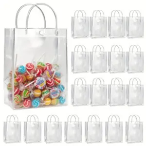 10pcs Party Favor Bag with Handle, Party Favor Packs, Halloween Candy Clear Tote Bag, Durable Clear Gift Bags with Handles, Perfect for Parties and Events