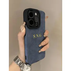 Luxury Lambskin Leather Personalized Customized Initials Name Case For iPhone 17 16 15 14 13 12 11 Pro Max 17 Air Soft Cover