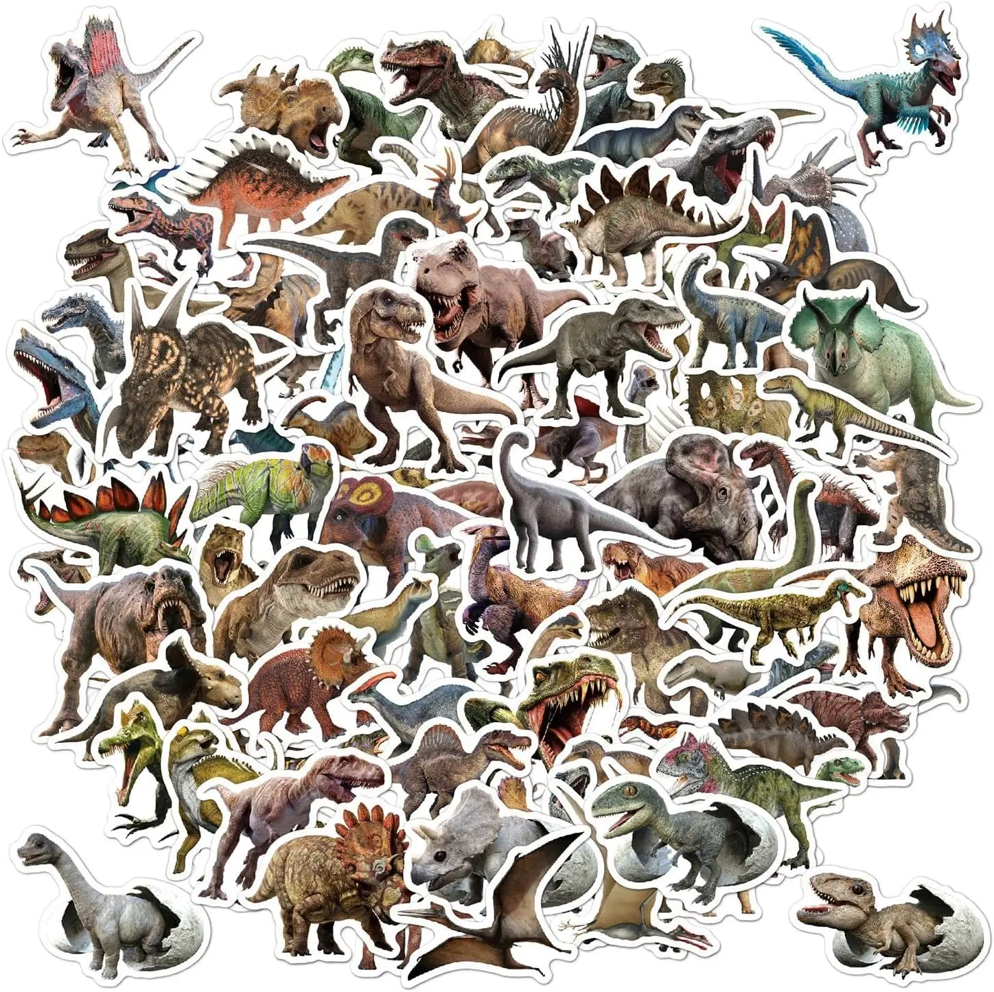 100pcs Unisex Waterproof Vinyl Jurassic Dino Sticker Pack for Kids, Ideal for Water Bottles, Laptops