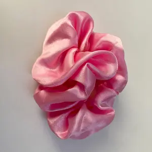 [Not For Sale]Tuneful Big Pink Satin Hair Band Elastic Satin Shiny Hair Rope Gift Don't buy