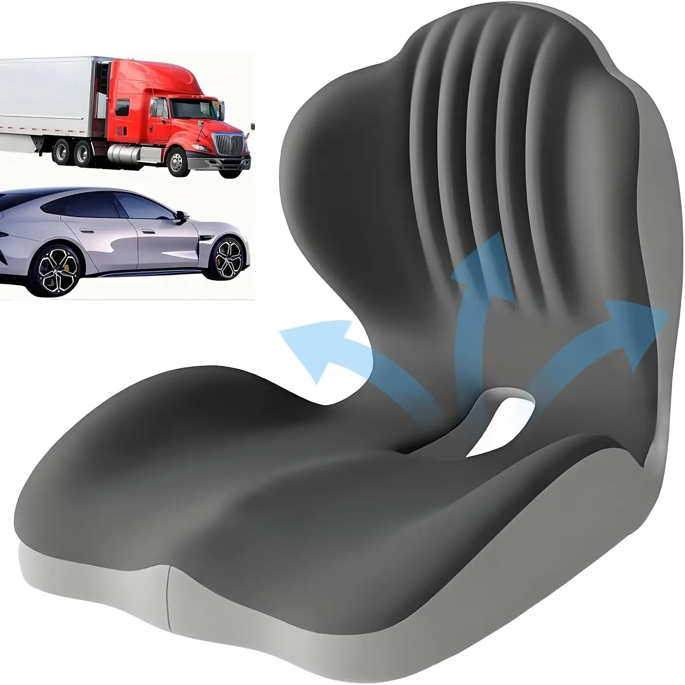 Onever Contoured Truck Driver Seat Cushion - Soft Memory Foam Pad, Breathable Hollow Design, Non-Slip, Support for Long Sit, Fits Cars Trucks & Vehicle Front Seats, Road Trip Essential