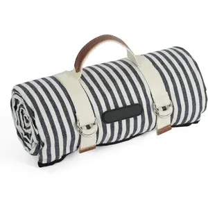 Waterproof Picnic Blanket Portable with Carry Strap for Beach Mat or Family Outdoor Camping Party (Navy Blue)