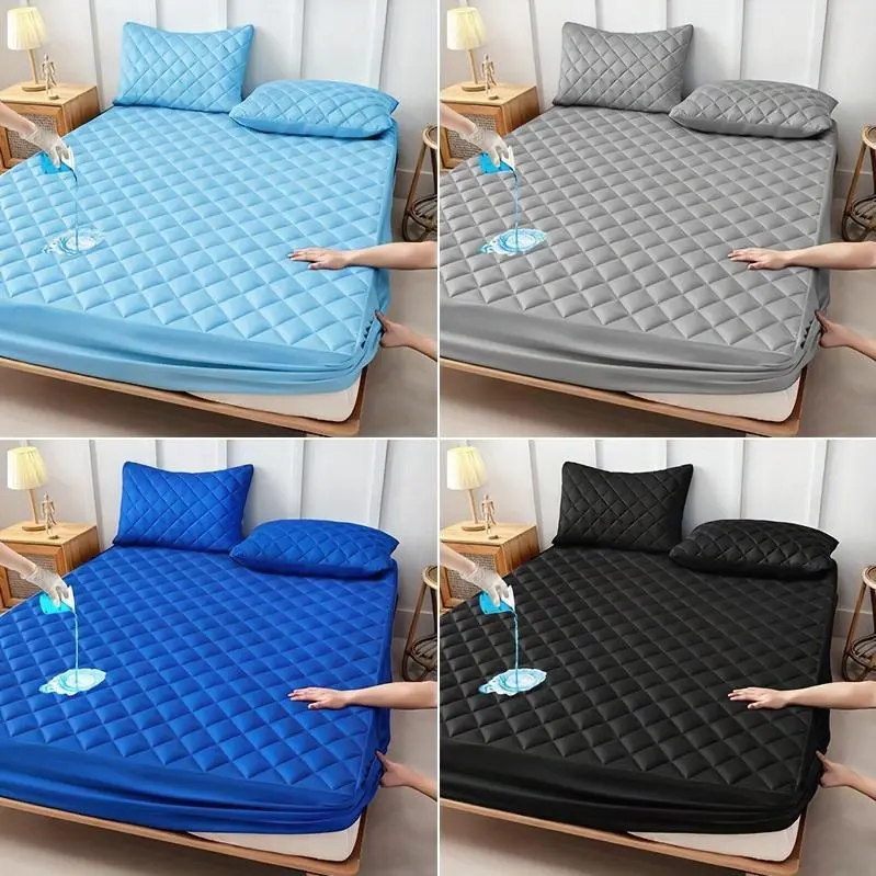 1pc Cooling Waterproof Mattress Protector For Children, Cool And Comfortable, Layered Fitted Sheet, Solid Color Bedding Design, 9-15 Inches Deep Pocket, Ideal For Bedroom, Guest Room And Hotel Mattress Protection, Available In Random Colors