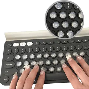 Raised Clear Silicone Keyboard Stickers for Long Nails Protector Self Adhesive Cover Nail Art for Round Button Keyboard (Hemispherical, 128 PCS)Gift