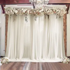 Ivory Sheer Backdrop Drape – 5ft x 14ft Wedding Arch & Ceiling Decor Panel, Wrinkle Free with Soft Shimmer