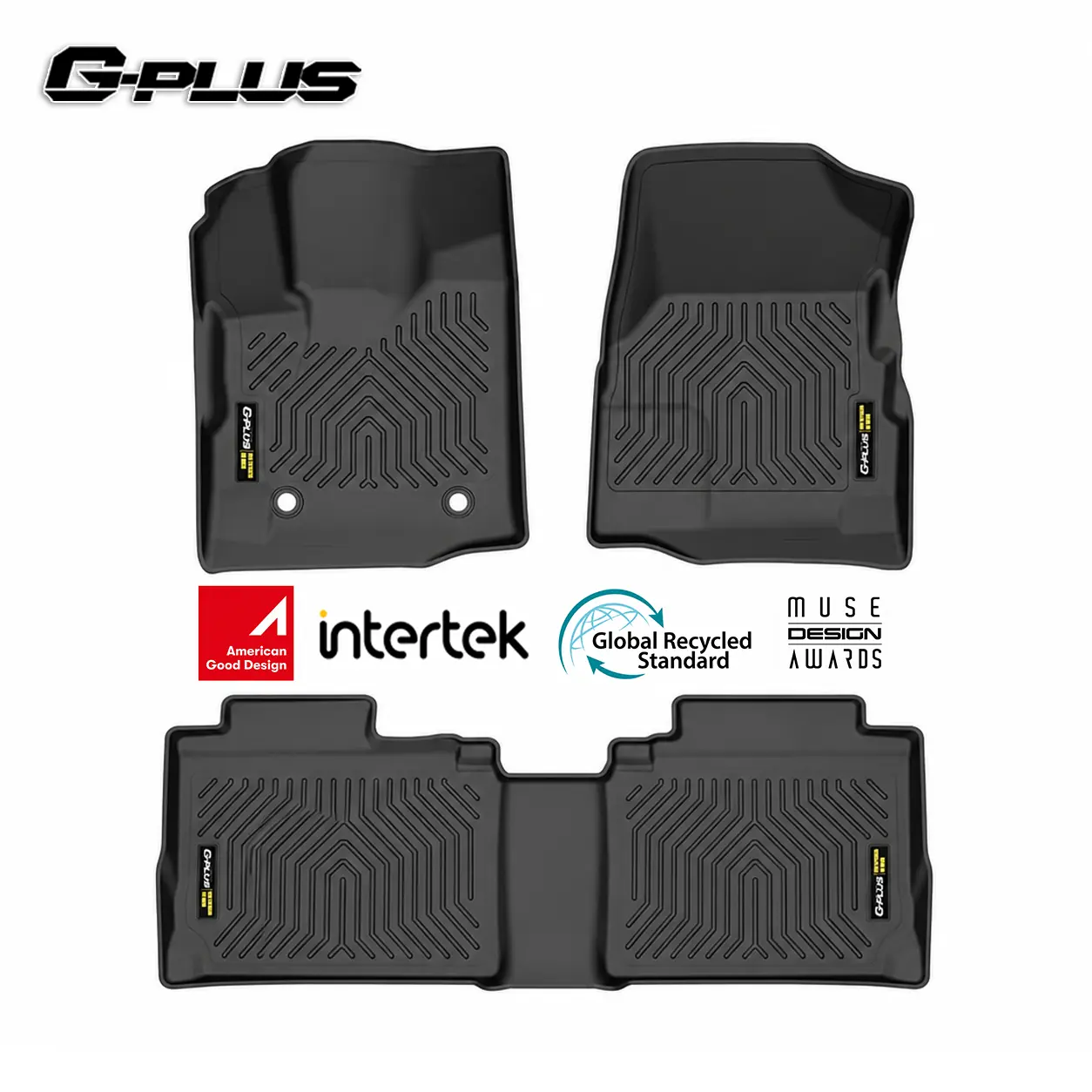 G-PLUS Car Mat Set - TPE Vehicle-Specific Fit Floor Liners for Chevy GMC Terrain/Denali, Chevy Equinox 2012-2017, All-Weather Protection Accessories, 1st & 2nd Row Black 3PCS