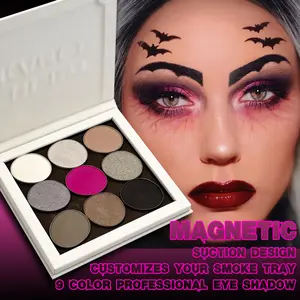 Magnetic 9-Color Dark Gothic Eyeshadow Palette with Pearlescent, Matte & High-Gloss Shades - For Cosplay & Smoky Eyes. No Fallout, Removable Pans. Great for Halloween Makeup & Teen Gifts!