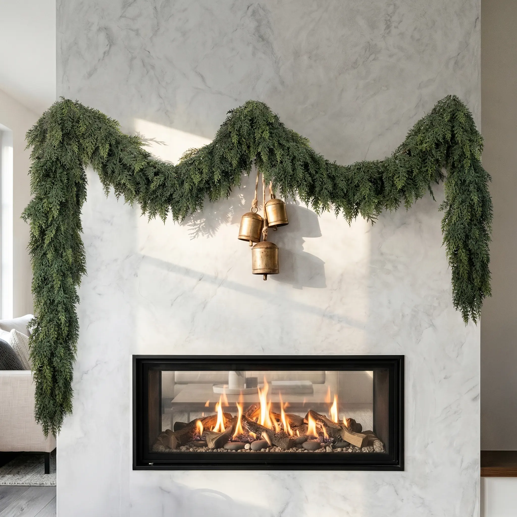 9FT Full Cedar Garland – Realistic Artificial Christmas Garland for Fireplace Mantel, Stairs, Porch & Holiday Decor