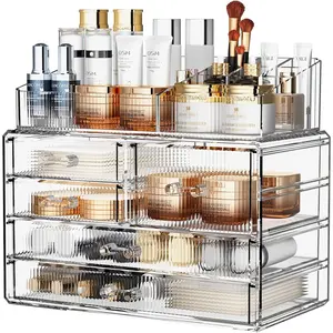 Stackable storage drawers acrylic bathroom counter organizer clear makeup organizers for vanity kitchen cabinets bathroom undersink home organization and storage 2top 3 drawers