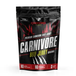 Carnivore Jerky | Grass Fed Beef Jerky - 3 Simple Ingredients - All Natural Carnivore Diet Snack - Sugar Free Keto Friendly Protein - Made with Bone Broth & Sea Salt