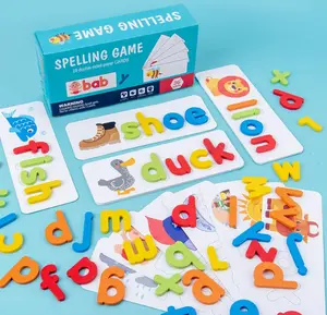 Wooden See and Spell Puzzle with Wooden Pieces - Letter Matching Game, Spelling Practice Tool, Color Recognition Learning Toy, Ideal Party Bag Gift for Preschool Kids